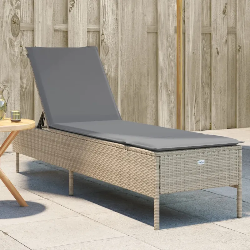 vidaXL Solsäng med dyna beige konstrotting (#3317)