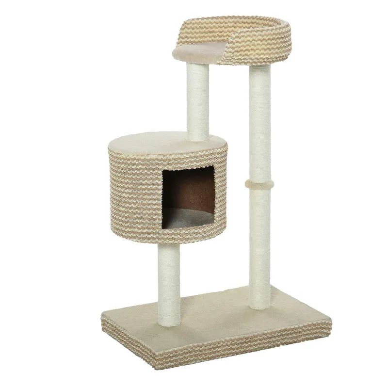 Kattträd med Plattformar, Beige/Kaffe, 61x41x96 cm