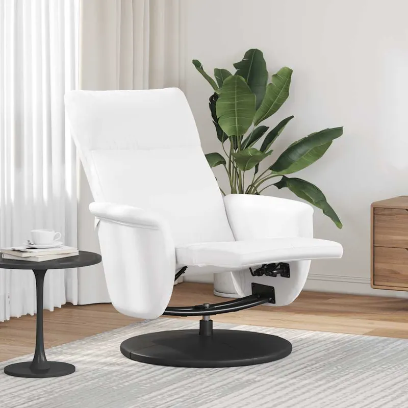 vidaXL Reclinerfåtölj med fotstöd vit konstläder (#3329)