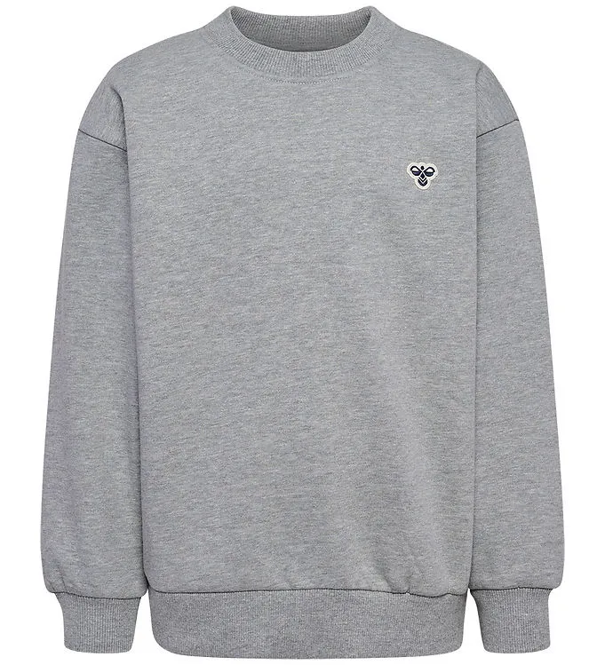 Hummel Sweatshirt – hmlJR Loose Crewneck – Grey Melange m. Logo