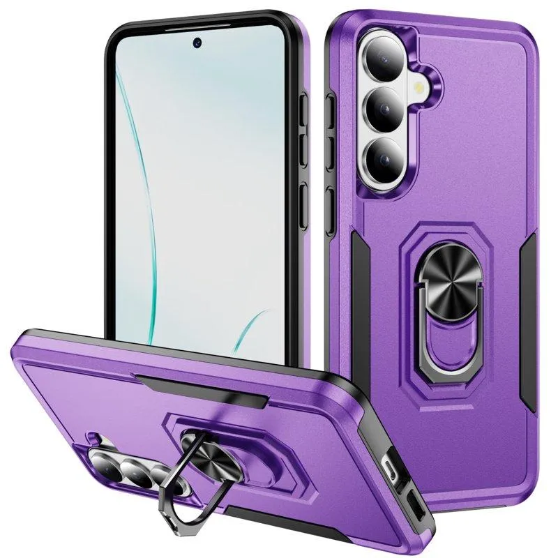 Mobilskal för Samsung Galaxy S26 Militärklass Ring Kickstand PC + TPU – Lila