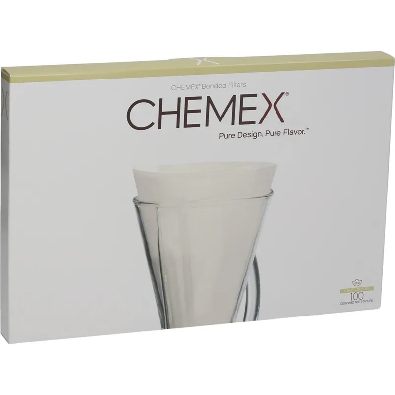 Utvikta pappersfilter Chemex Half Moon, 100 st. (För 3-kopp Chemex)