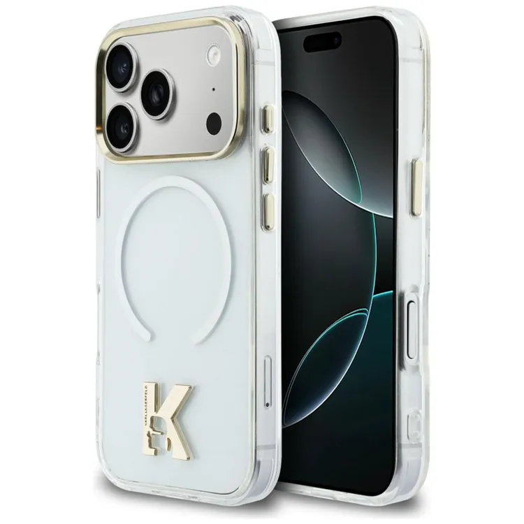 Karl Lagerfeld iPhone 17 Pro Max Mobilskal Magsafe IML K Head Logo – Clear