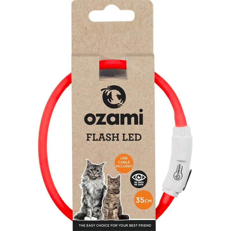 Ozami Halsband Flash LED Röd 35 cm