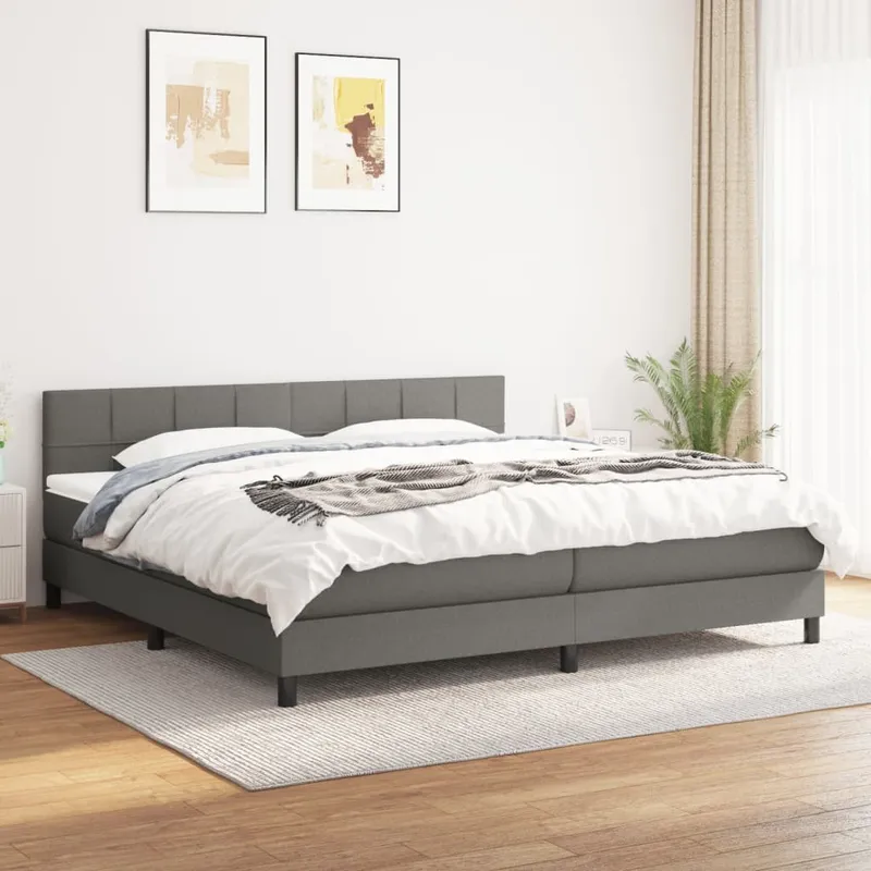 vidaXL Ramsäng med madrass mörkgrå 180×200 cm tyg (#7382)