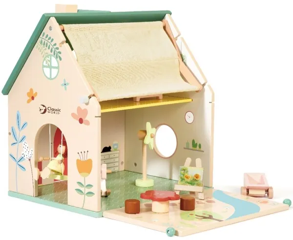 Classic World Blomsterstugan dockhus i trä med tillbehör