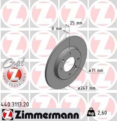 Bromsskiva ZIMMERMANN 440.3113.20