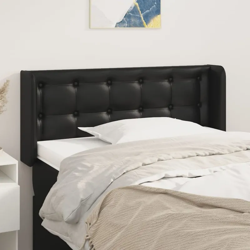 vidaXL Sänggavel med kanter svart 103x16x78/88 cm konstläder (#7164)