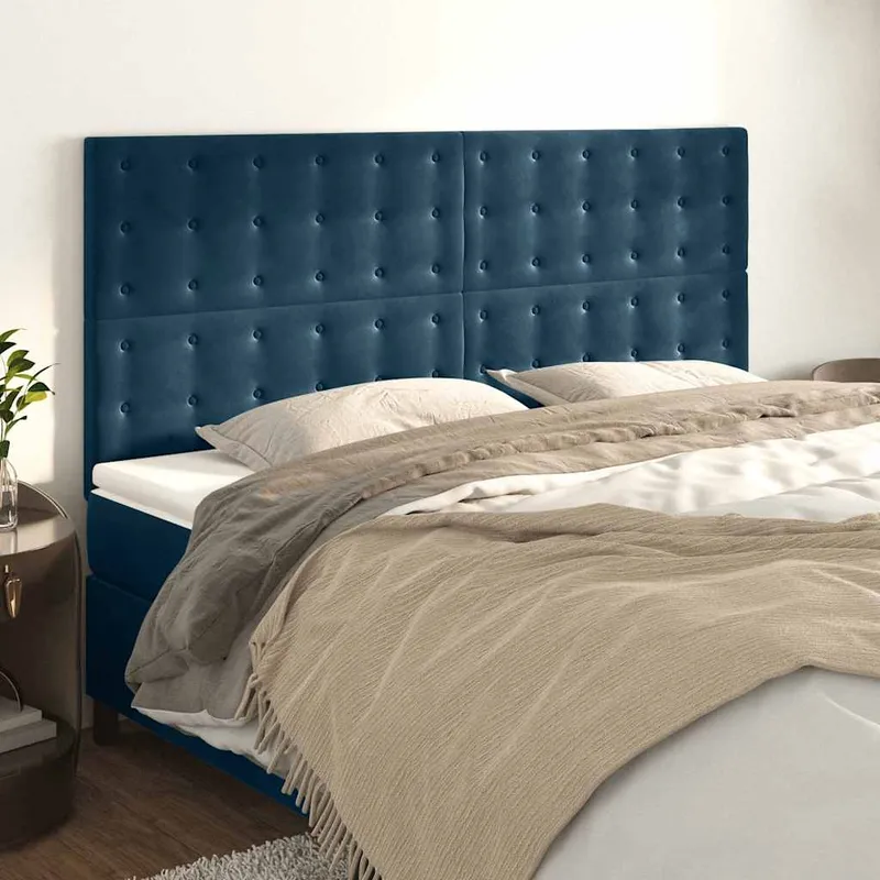 vidaXL Sänggavel mörkblå 180x5x118/128 cm sammet