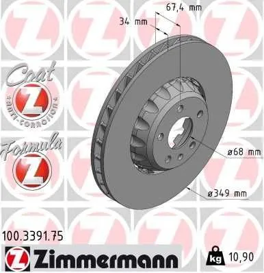Bromsskiva ZIMMERMANN 100.3391.75