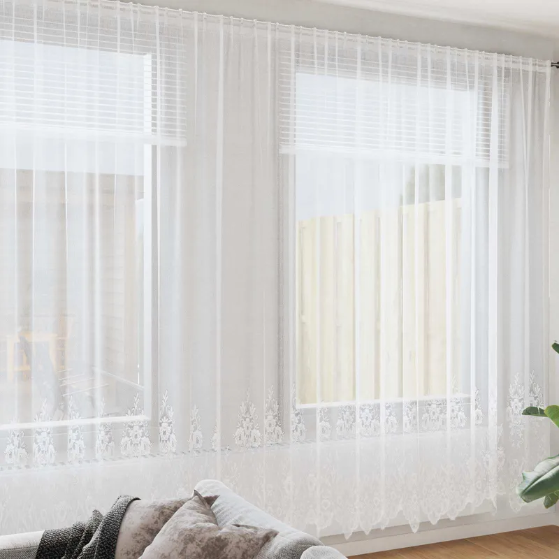 vidaXL Spetsgardin Vit 300 x 750 cm Polyester