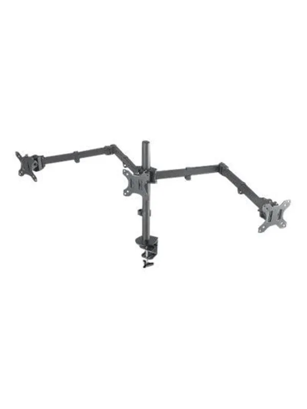 IC INTRACOM Manhattan Monitor Triple Desk Mount (clamp) 3 screens 10-27″ Vesa 75×75 to 100x100mm 3 pivots (full motion) Height up to 44cm Max 14kg Black