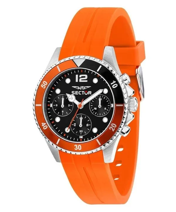 Sector 230 Multifunktionellt Silikonarmband Svart Urtavla Kvarts R3251161054 100M Herrklocka