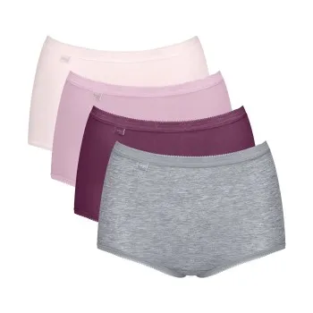 Sloggi Trosor 4P Basic Plus Maxi Panty Rosa/Grå bomull 46 Dam