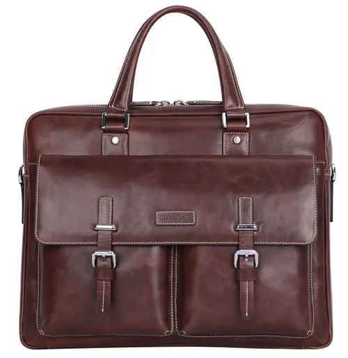 Cirafon Leather Vintage Datorväska 15.6″ Äkta Läder Brun