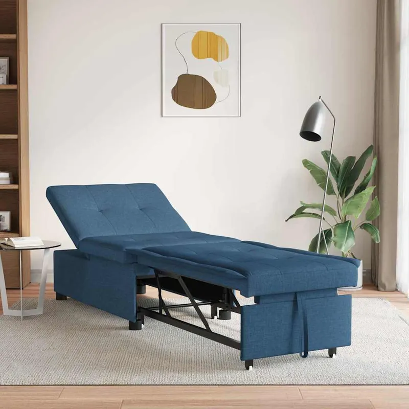 vidaXL Pull Out Sofa Bed Blå 194 x 50 x 82 cm tyg