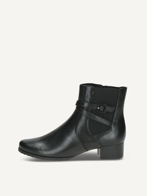 CAPRICE Bootie, black, made of Leather and synthetic with Block heel, Size 37