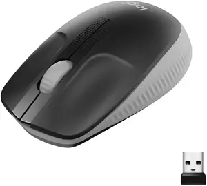 Logitech M190 Trådlös Optisk Datormus i Fullstorlek - Mellangrå - Mouse - Optic - 3 knappar - Grå
