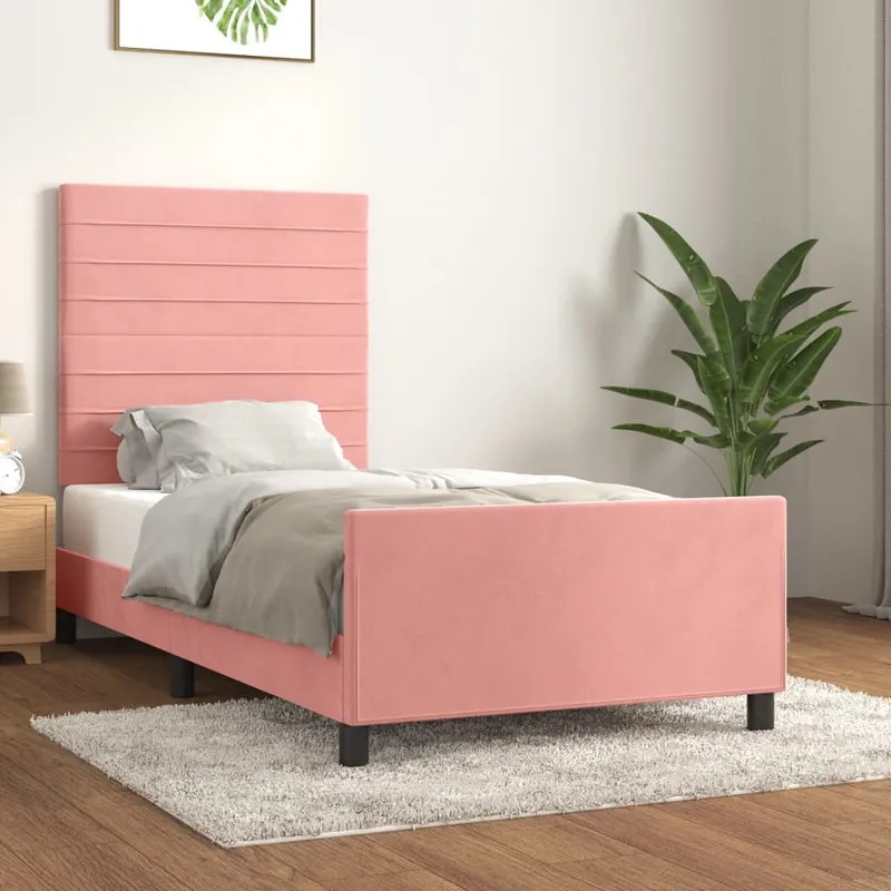 vidaXL Sängram med huvudgavel rosa 80×200 cm sammet (#2783)