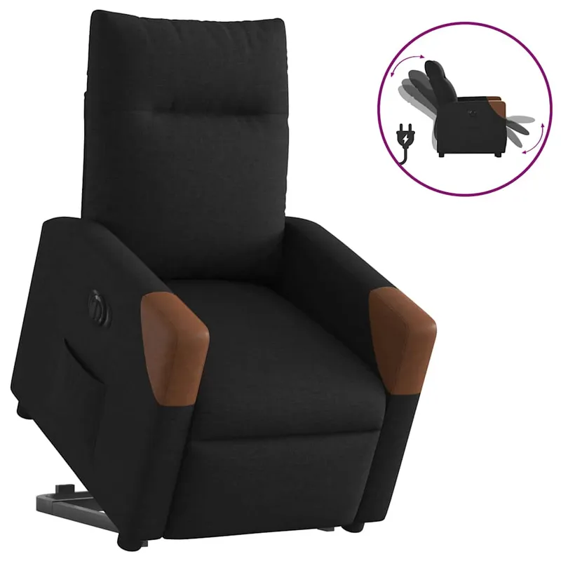 vidaXL Elektrisk reclinerfåtölj med uppresningshjälp svart tyg (#3940)