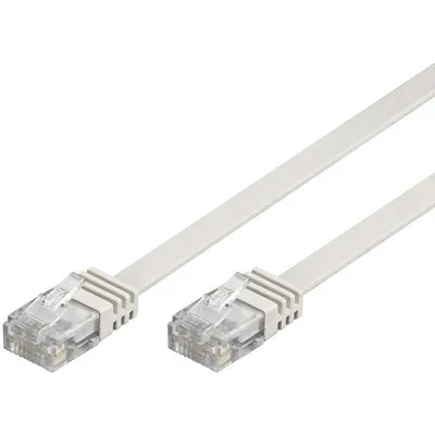 DELTACO U/UTP Cat6 patchkabel, flat, 3m, 250MHz, vit