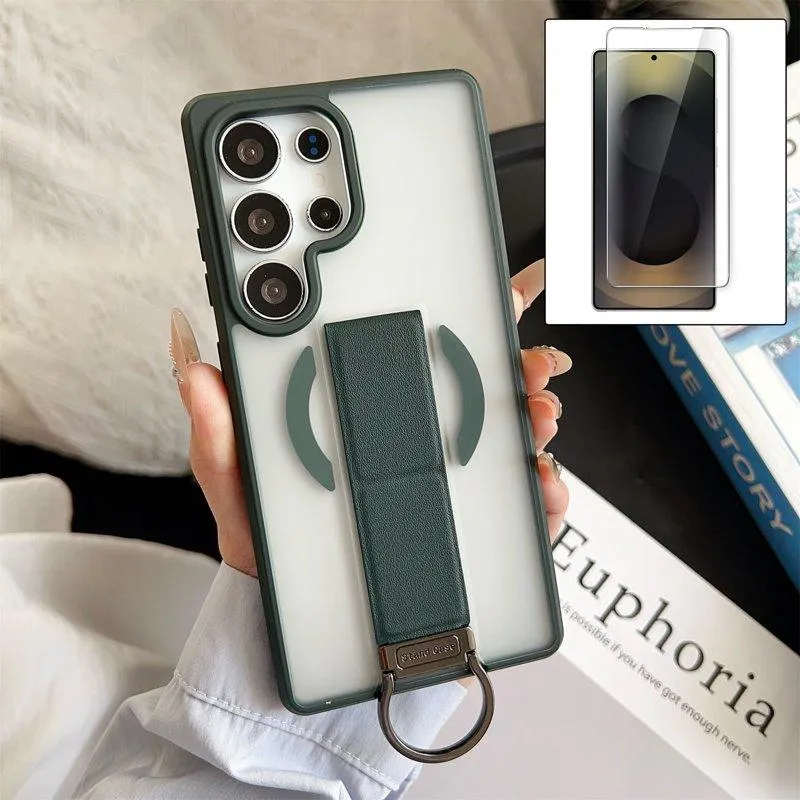 Mobilskal för Samsung Galaxy S26 Ultra TPU Magnetiskt Kickstand – Grön