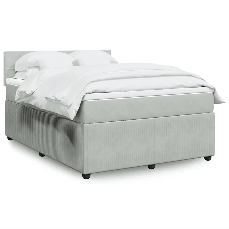 vidaXL Ramsäng med madrass ljusgrå 140×190 cm sammet (#9162)