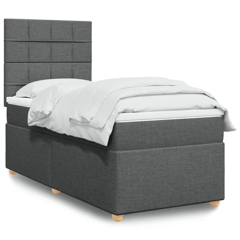 vidaXL Ramsäng med madrass mörkgrå 90×200 cm tyg (#3463)