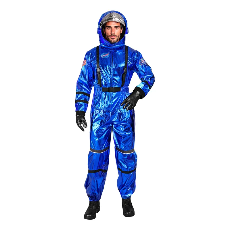 Astronaut Blå Metallic Herr Maskeraddräkt – Large