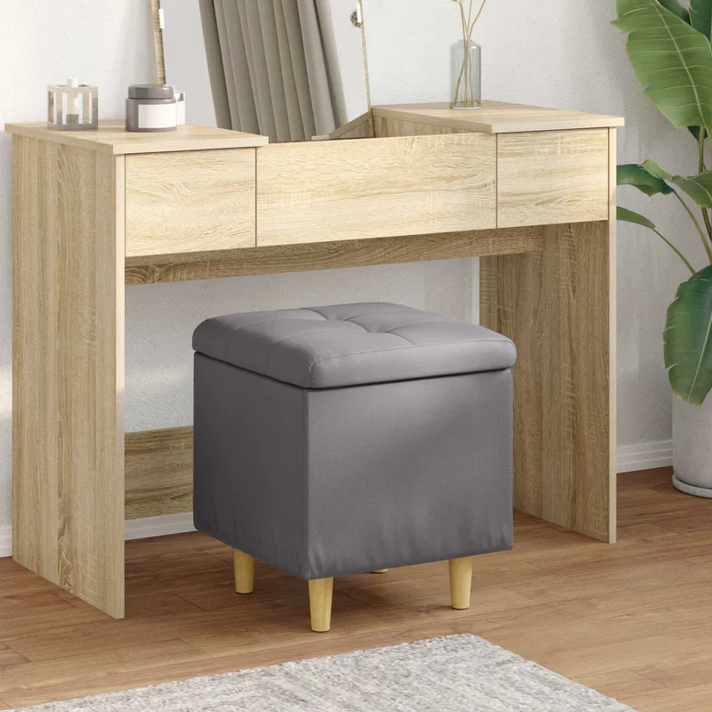 vidaXL Ottoman med förvaring Grå 40 x 40 x 45 cm Konstläder