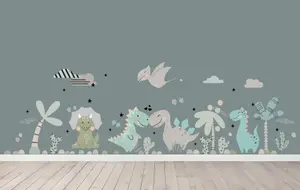 Väggdekal - Dinosaurier och träd