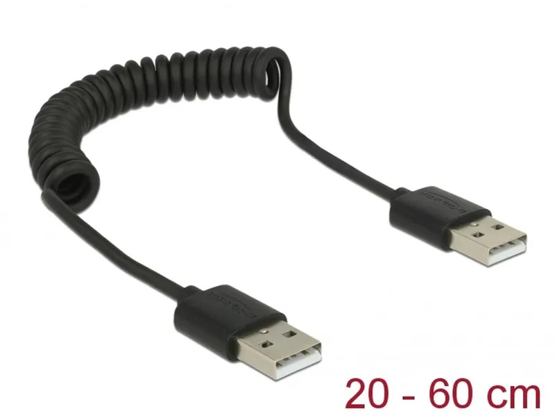 Delock Kabel USB 2.0-A hane/hane spiralkabel