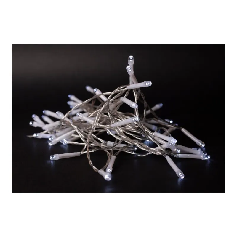 7 meter utomhus LED juleljusslinga - Batteri, IP44, timer, 96 LED, kall vit