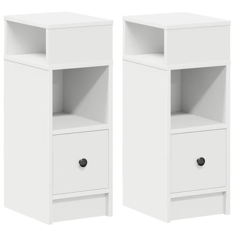 vidaXL Sängbord 2 st med låda vit 25x31x66 cm
