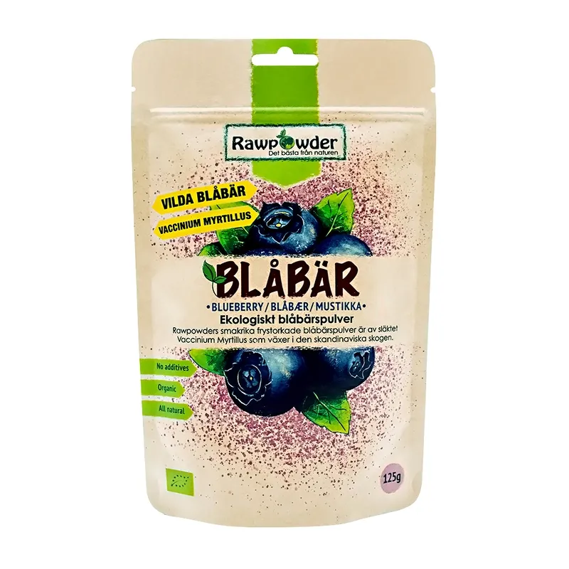 RawPowder Blåbärspulver EKO, 125 g
