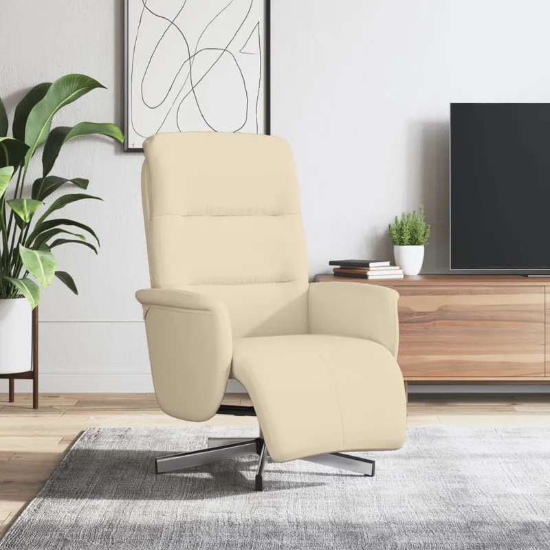 vidaXL Reclinerfåtölj med fotpall gräddvit tyg (#3497)
