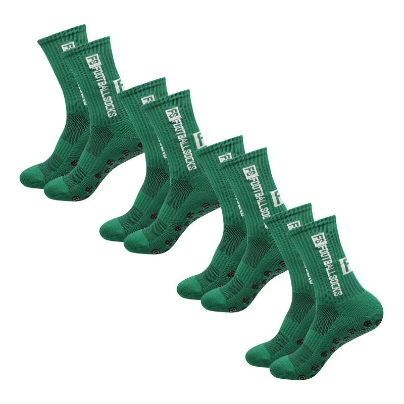 4 par Fotbollsstrumpor Sport Grip Strumpor Anti-halk Basketstrumpor Spot Gummi Anti-halk bomullsfotbollsstrumpor One Size (#4786)