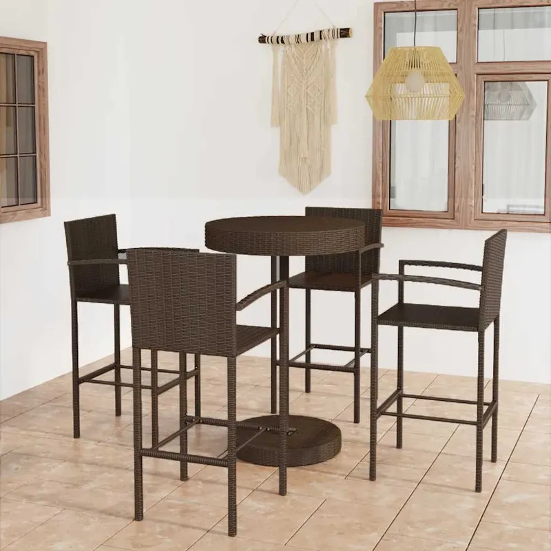 vidaXL Bargrupp för trädgården 5 delar konstrotting brun (#7068)