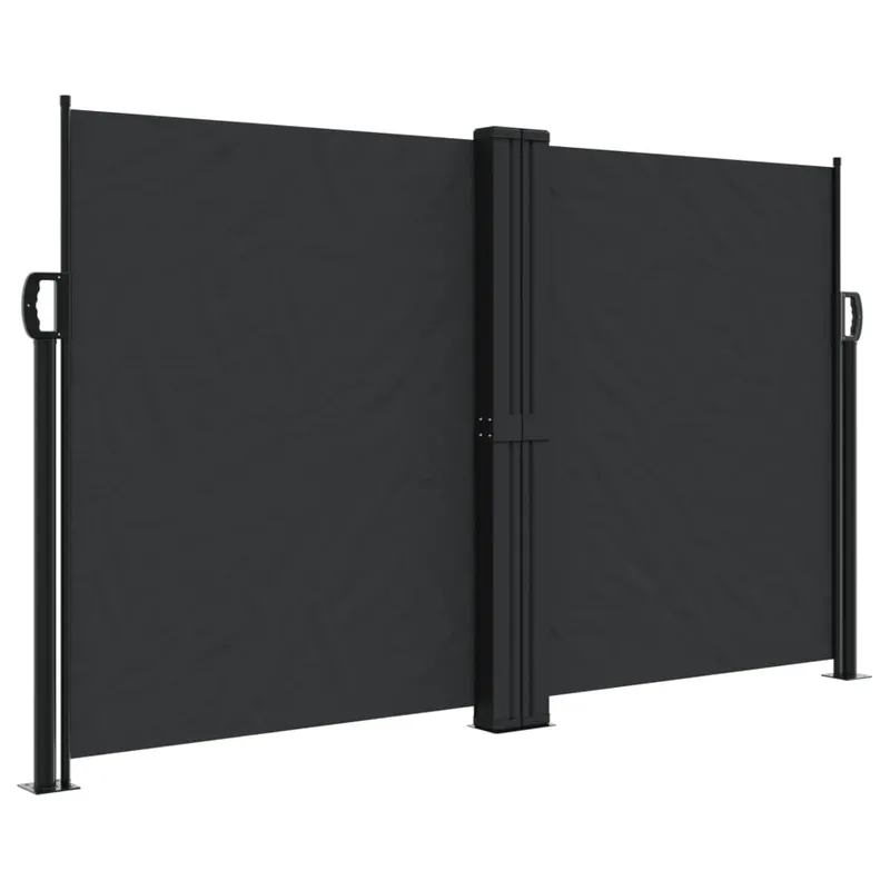 vidaXL Infällbar sidomarkis svart 140×600 cm
