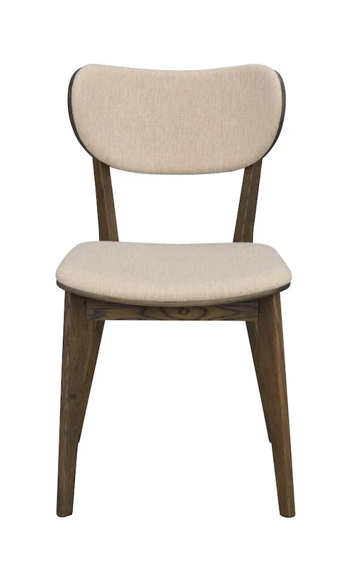 ROWICO Kato matstol – beige tyg och brun ek