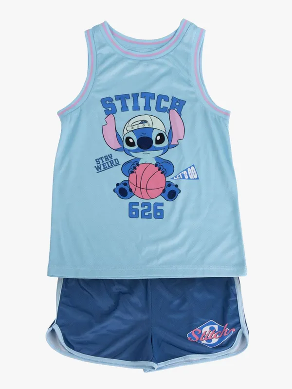 Disney Stitch Linne & Shorts Sport Set, Blå, 152-158