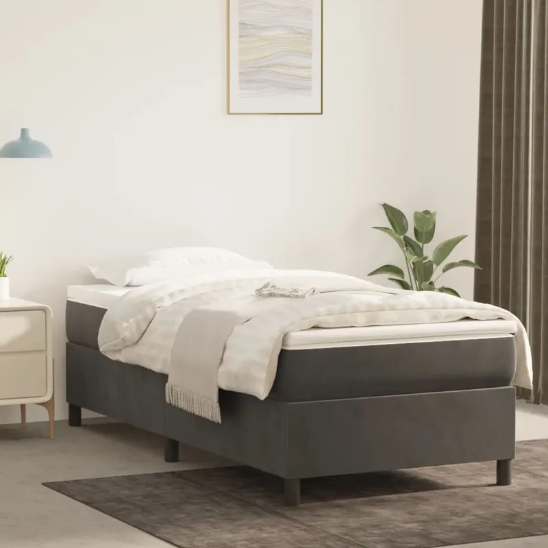 vidaXL Boxspring-sängram mörkgrå 100×200 cm sammet