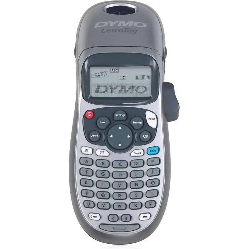 DYMO LetraTag LT-100H Handheld Label Maker | Märkmaskin med ABC-tangentbord och lättanvänd LCD-skärm med 13 tecken | för hem eller kontor | Silver