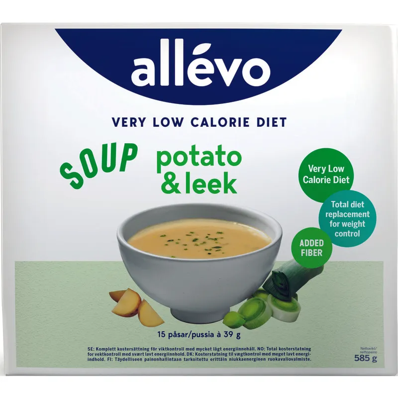 Allevo VLCD Soup, Potatis-purjolök, 15 portioner