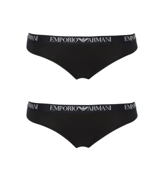 Emporio Armani för kvinnor. EW000404_AF13033 Set om 2 enfärgade brasilianska trosor svart (XS), Hemkläder, Bomull