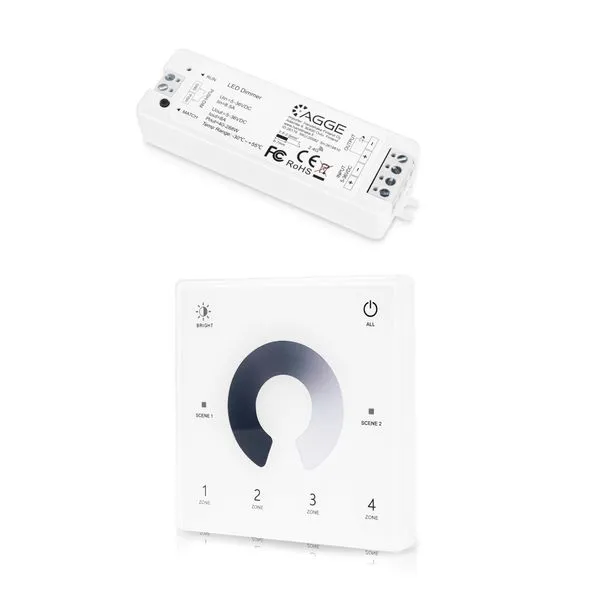 Fjärrkontroll för LED-list AGGE Dimming Wall Mount Touch Panel 4-zones, RF 2.4 GHz, Fjärrkontroll + Styrdon
