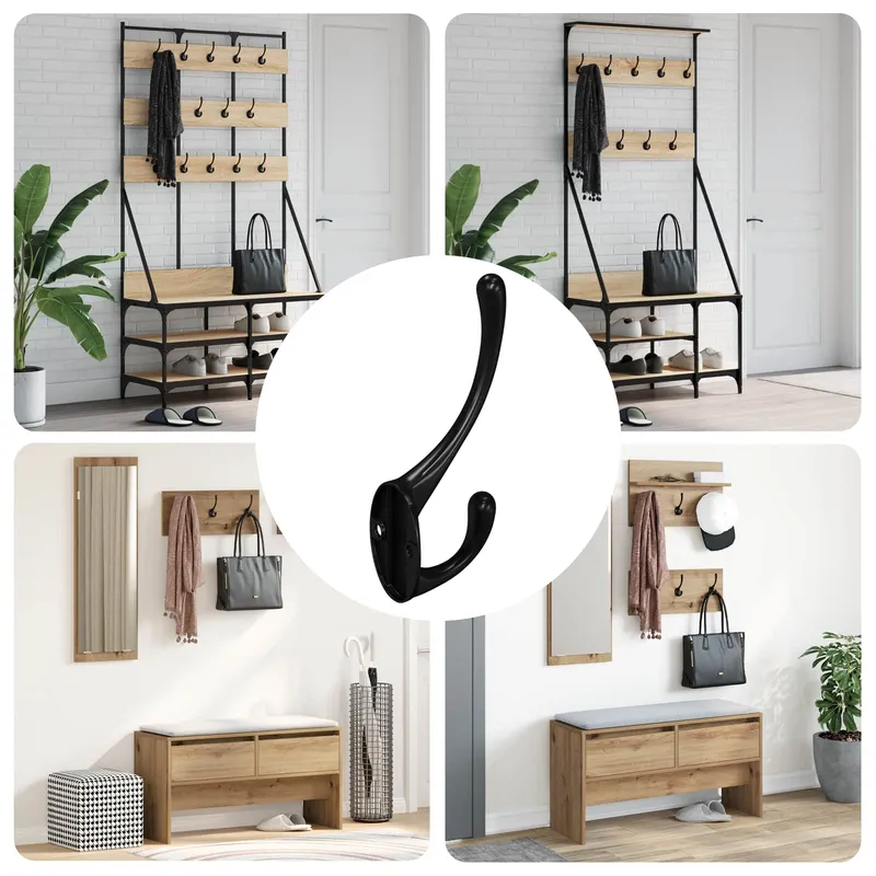 vidaXL Klädhängare 346 st Svart 102 x 29 x 47 mm Zinklegering