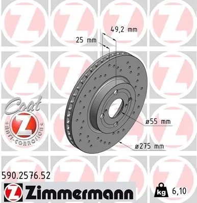 Bromsskiva ZIMMERMANN 590.2576.52