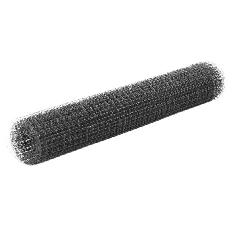 vidaXL Hönsnät stål med PVC-beläggning 10×1 m grå (#1651)