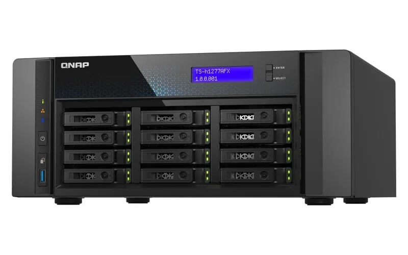 Qnap Ts-h1277afx-r7-32g Nas- & Lagringsservrar Tower Amd Ryzen™ 7 32 Gb Ddr5 0 Tb Quts Hero Svart